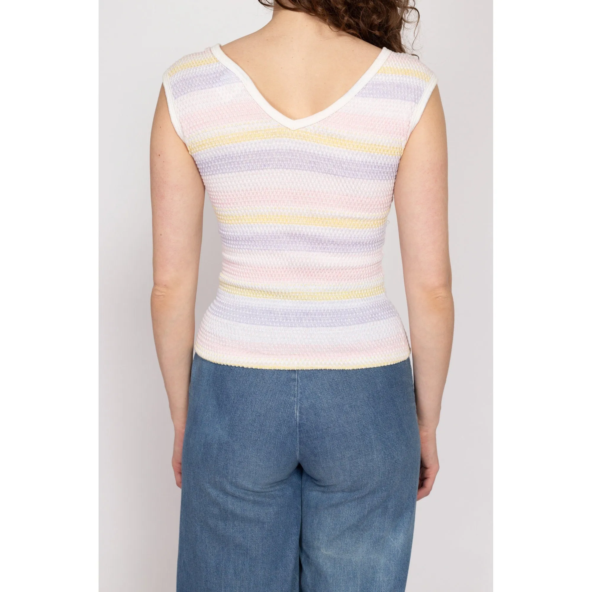 Medium 80s Wrangler Pastel Striped Knit Sleeveless Top