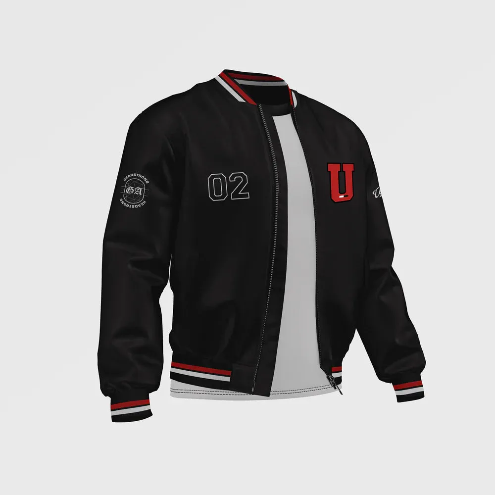 MEN’S BLACK SATIN BOMBER JACKET BY TJS