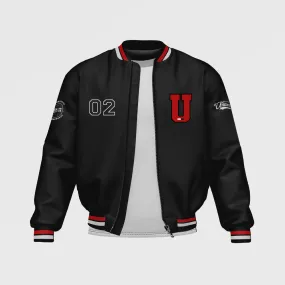 MEN’S BLACK SATIN BOMBER JACKET BY TJS