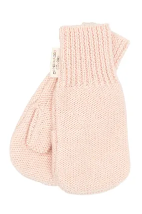MERINO WOOL KNITTED MITTENS - SOFT PINK