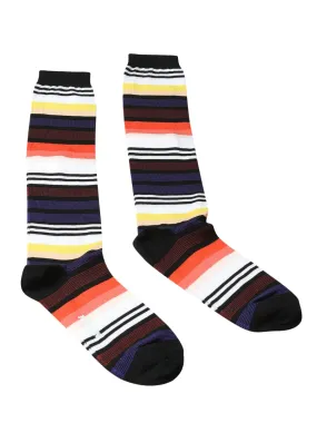 Missoni GM00CMD4934 0001 Black/Orange Striped Boot Socks