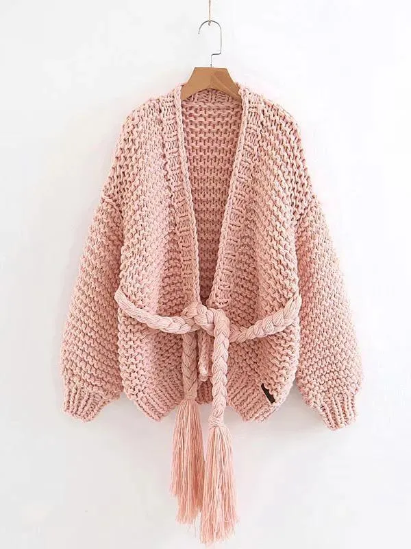 Modern Knitting Bandage Long Sleeves Cardigan Tops