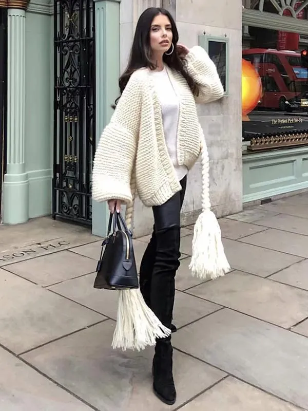 Modern Knitting Bandage Long Sleeves Cardigan Tops