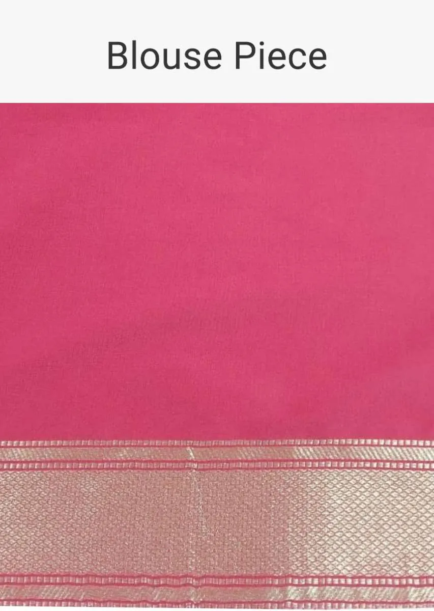 Mulberry Purple Banarasi Saree In Silk With Brocade Woven Floral Jaal And Red Brocade Border Along With Unstitched Blouse Online - Kalki Fashion
