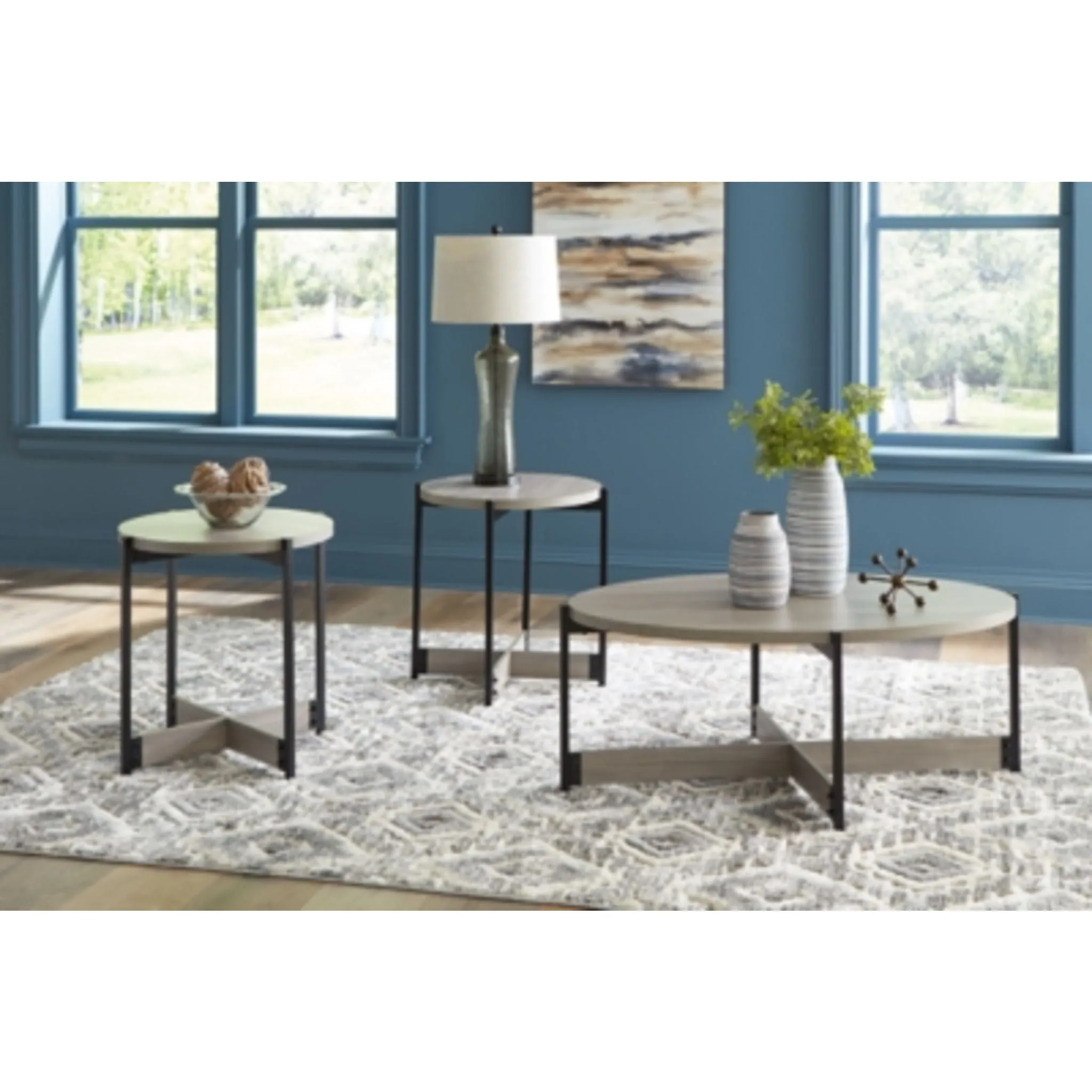 Nevilyn 3 Pack Tables - Gray/Black