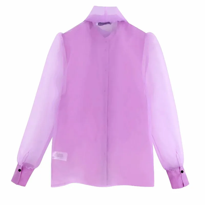 ORGANZA BLOUSE WITH BOW DETAIL
