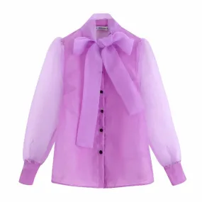ORGANZA BLOUSE WITH BOW DETAIL