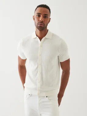 Patrick Assaraf Cotton Cashmere Blend Knit Shirt in White