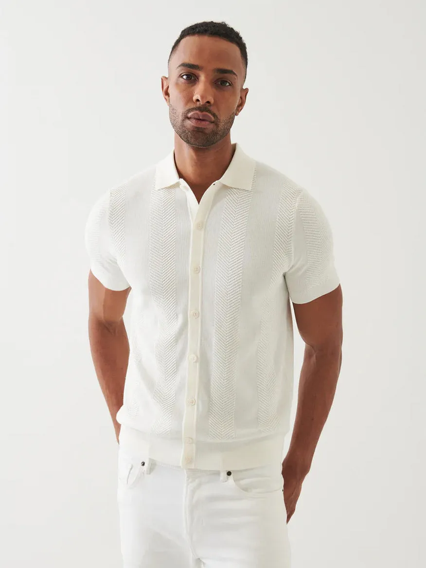 Patrick Assaraf Cotton Cashmere Blend Knit Shirt in White