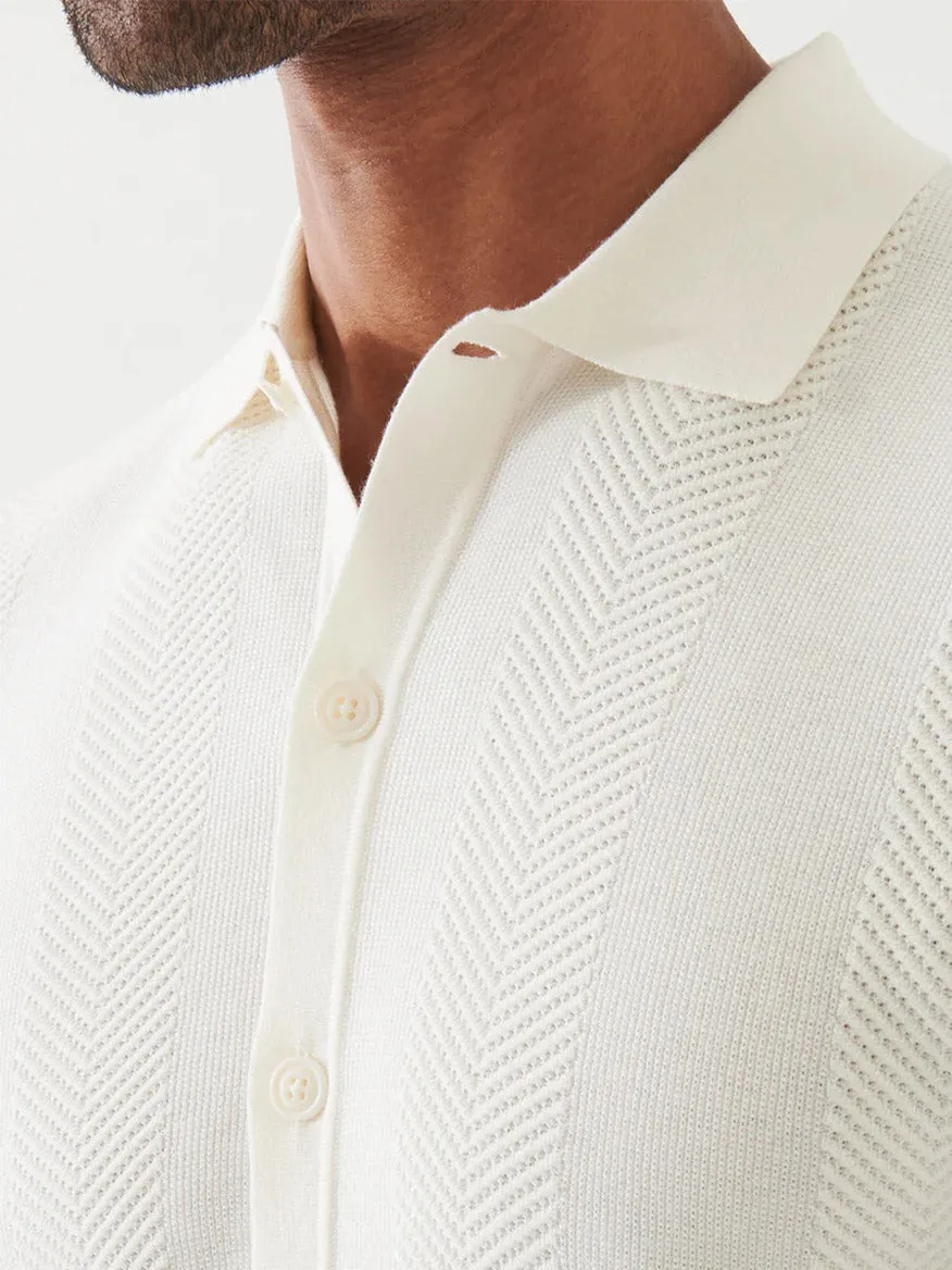 Patrick Assaraf Cotton Cashmere Blend Knit Shirt in White