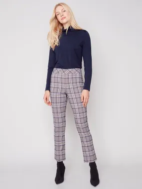 Plaid Pull-on Pants - Navy
