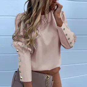 Puff Shoulder Blouse Shirts Office Lady New