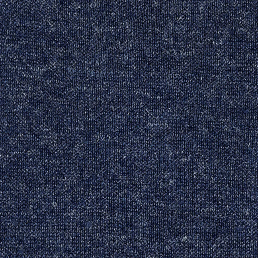 Pure Linen Short Sleeve Polo Shirt - Denim Blue Mottled