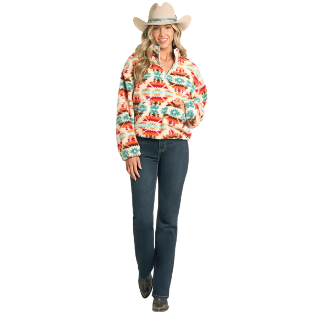 Quarter Zip Aztec Print Sherpa BW91C04476