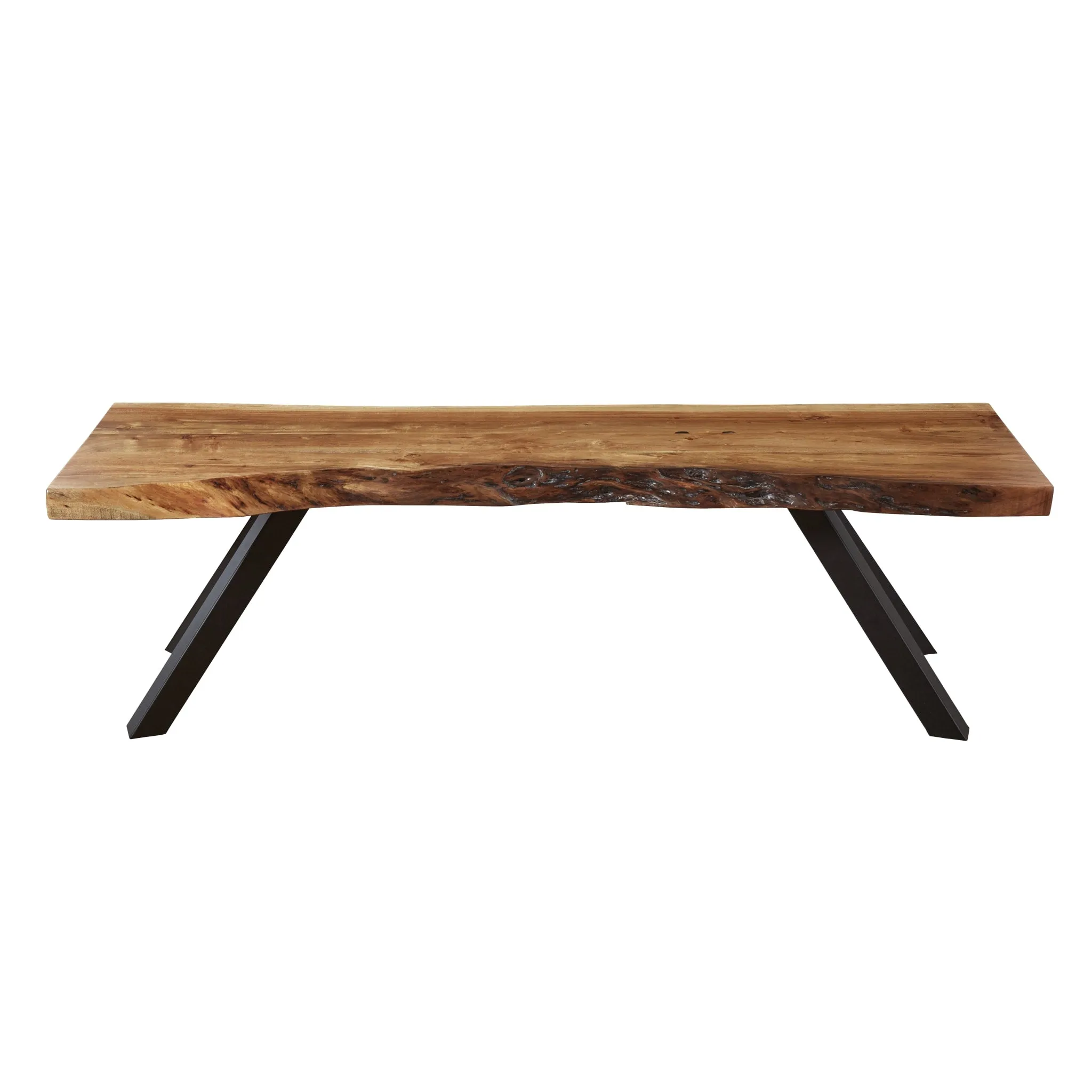 Reese Live Edge Solid Wood Metal Leg Dining Bench in Natural Acacia