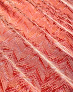 Regal Red Banarasi Arrowhead Chevron Alfi Sona Rupa Brocade Handwoven Katan Silk Unisex Fabric