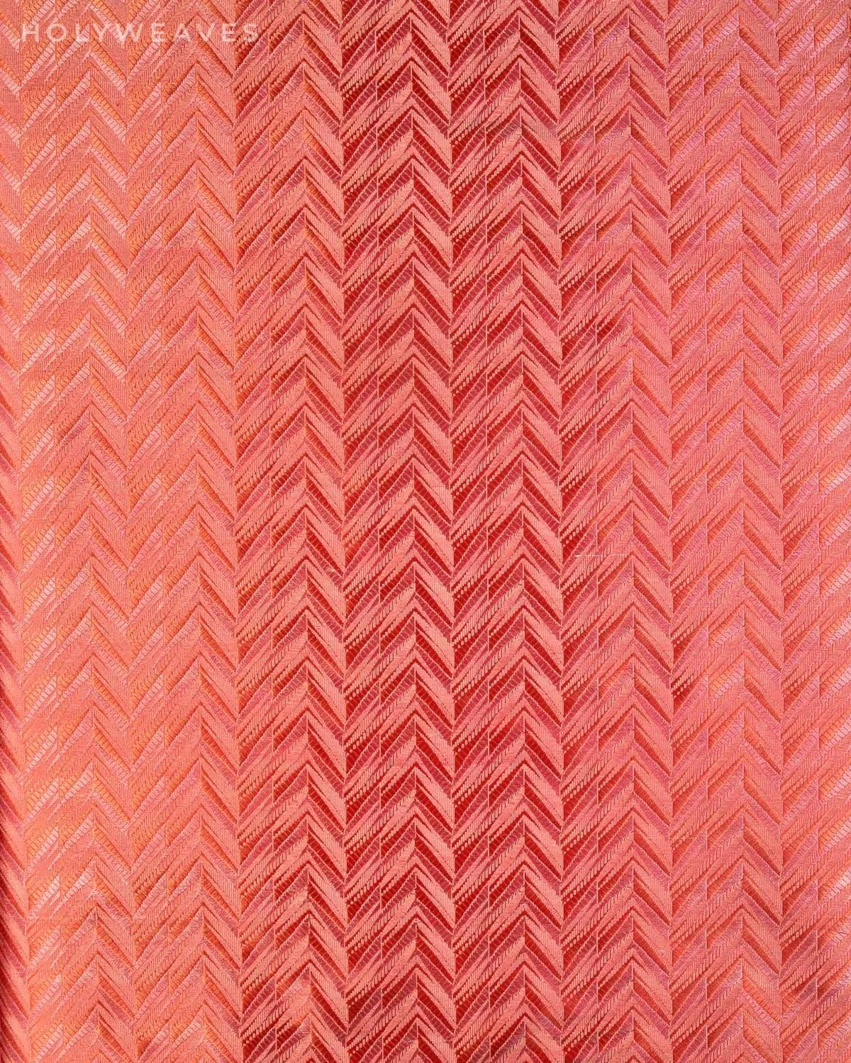 Regal Red Banarasi Arrowhead Chevron Alfi Sona Rupa Brocade Handwoven Katan Silk Unisex Fabric