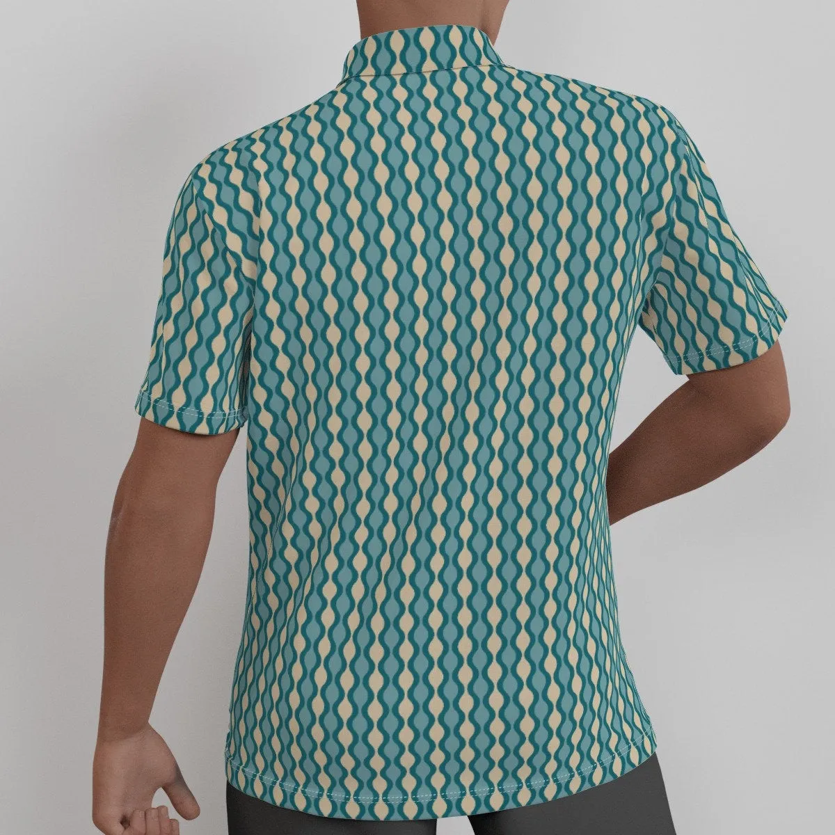 Retro Shirt Men, Retro Top Men, 60s Top Men, 60s style shirt, Teal Shirt Men, Geometric Shirt Men, Mid Century Top, 60s inspired Top
