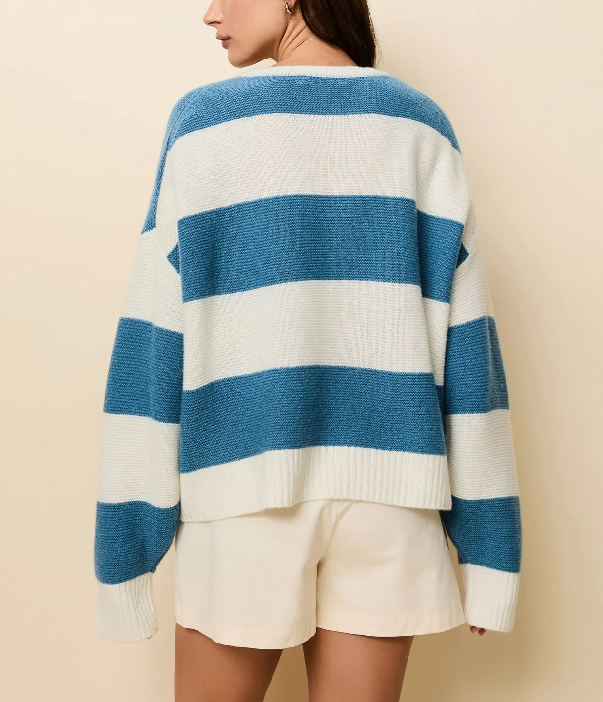 Reva Pullover in French Blue and Brule Stripe
