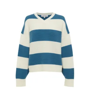 Reva Pullover in French Blue and Brule Stripe