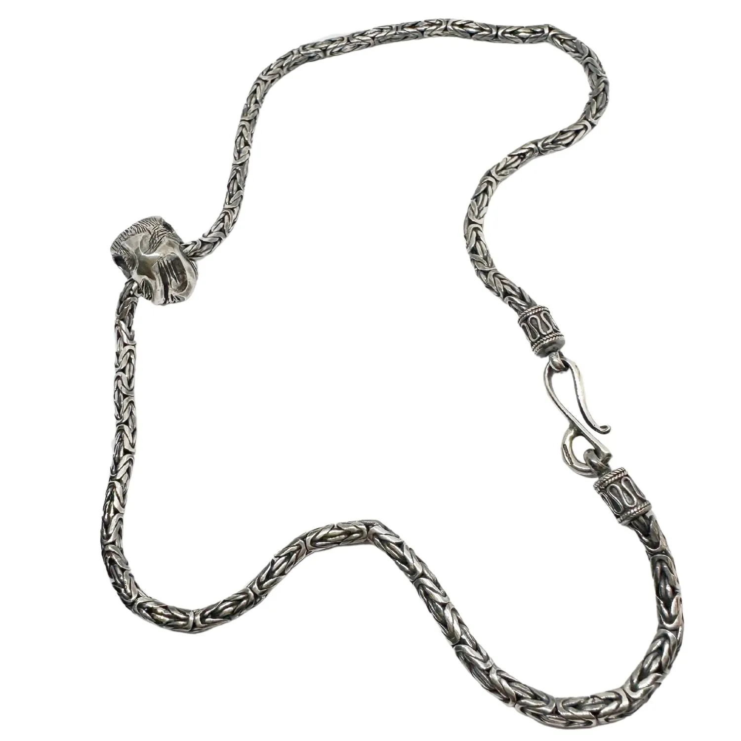 Skull Japonese Sign Power Flat Byzantine Chain