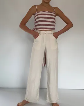 Solid Stitch Straight Leg Pants