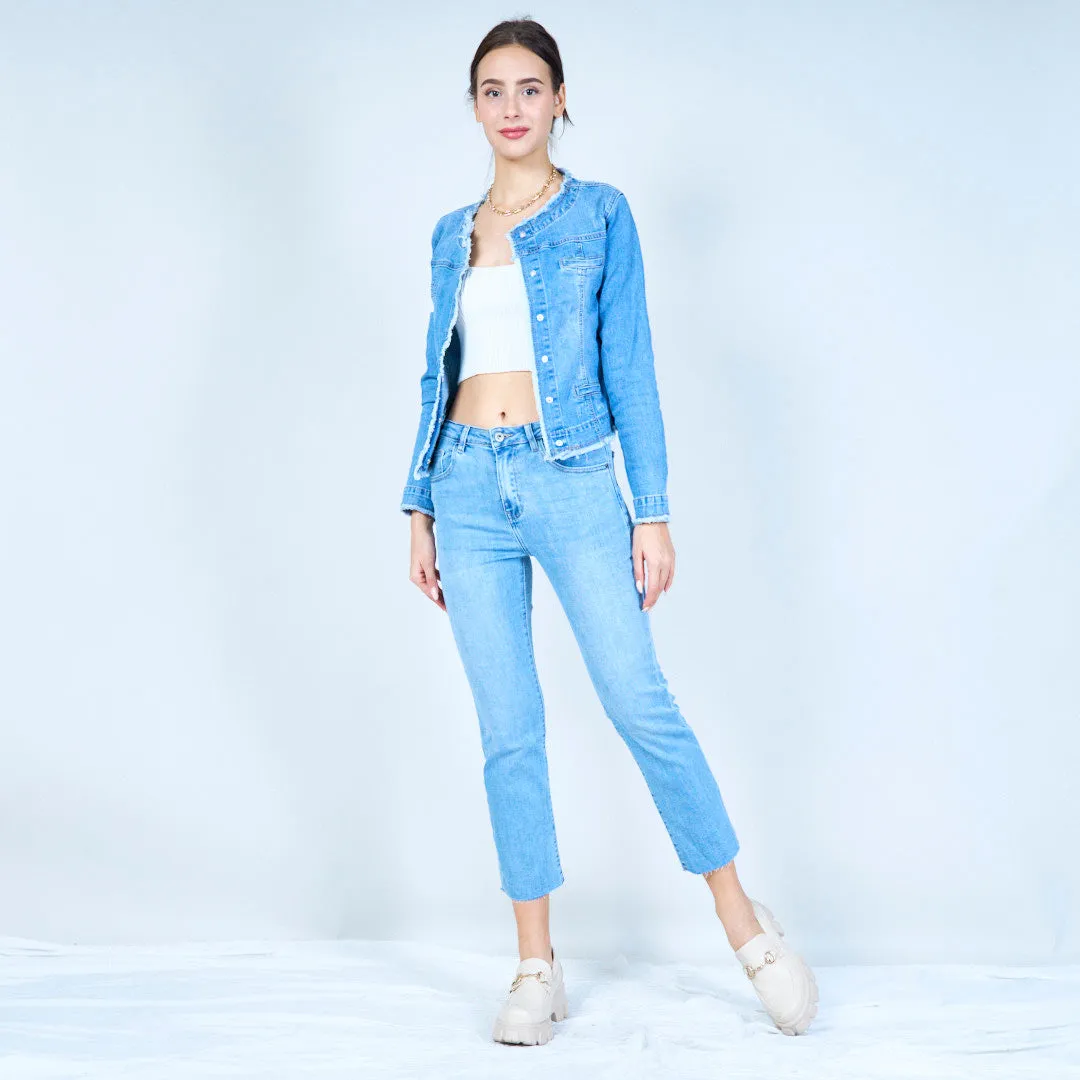 Straight-leg cropped denim wholesale