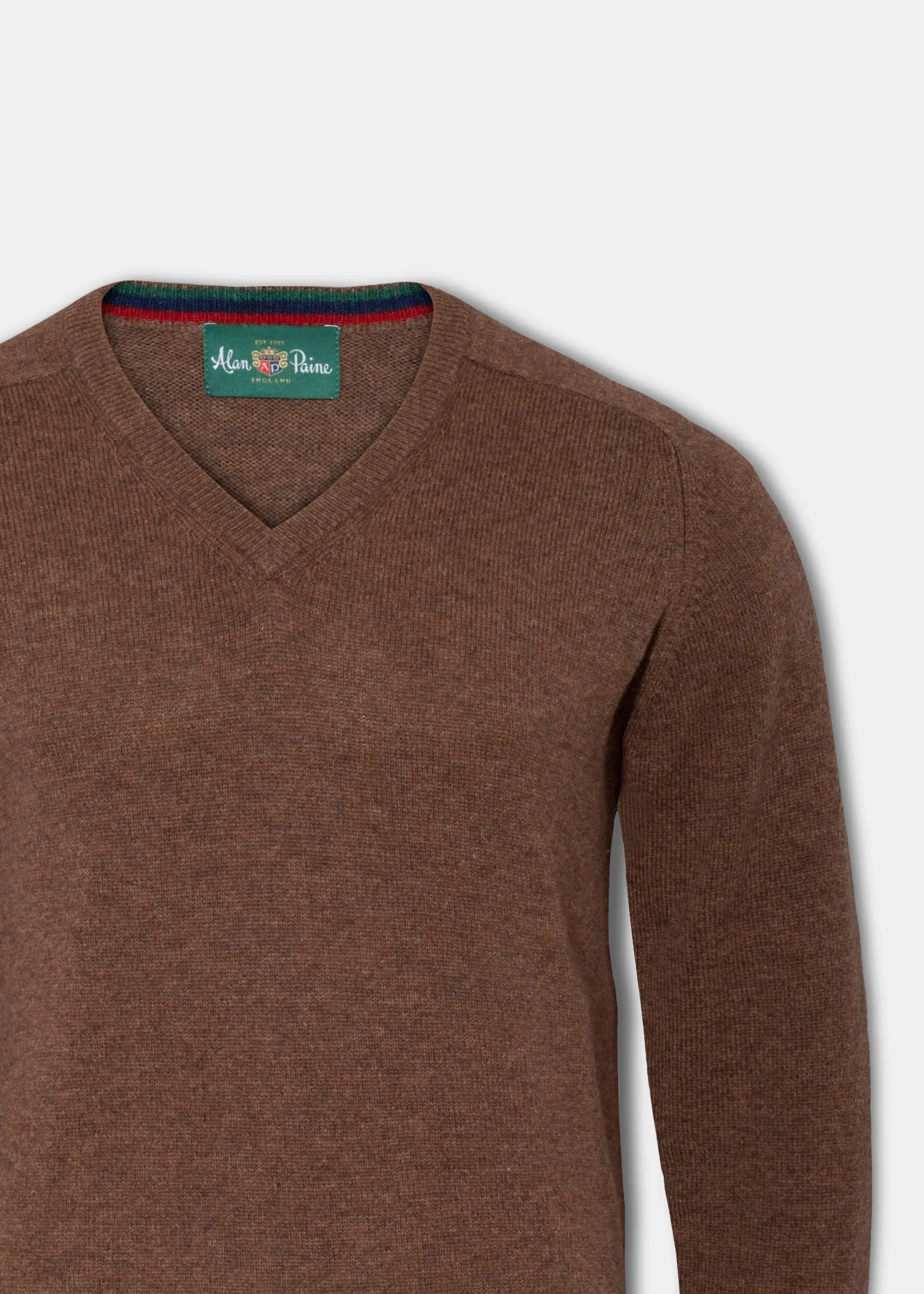 Streetly Men's V Neck Jumper In Tobacco - Classic Fit