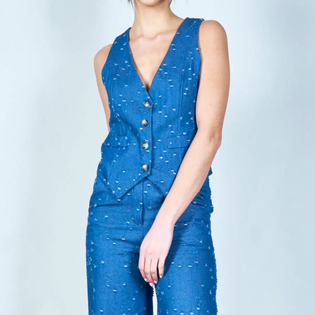 Textured denim vest wholesale