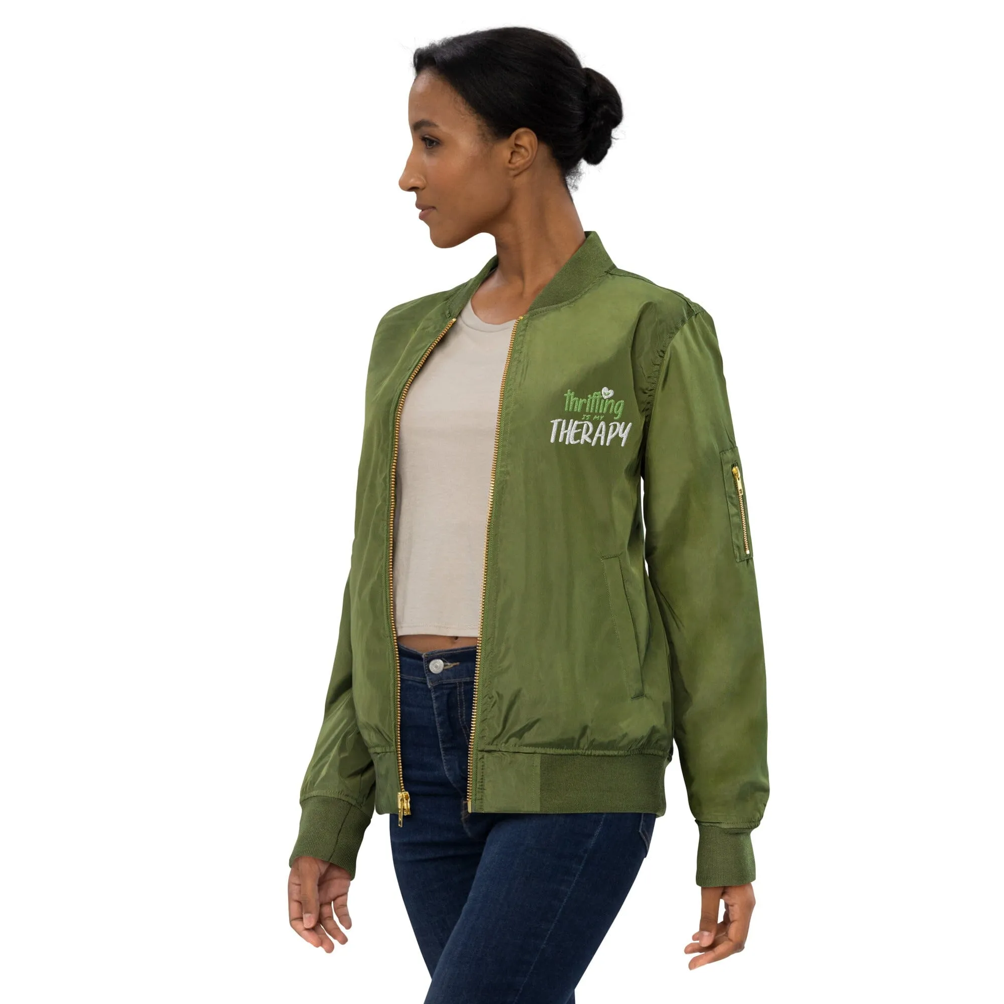 Thrifting is my Therapy Recycled bomber jacket