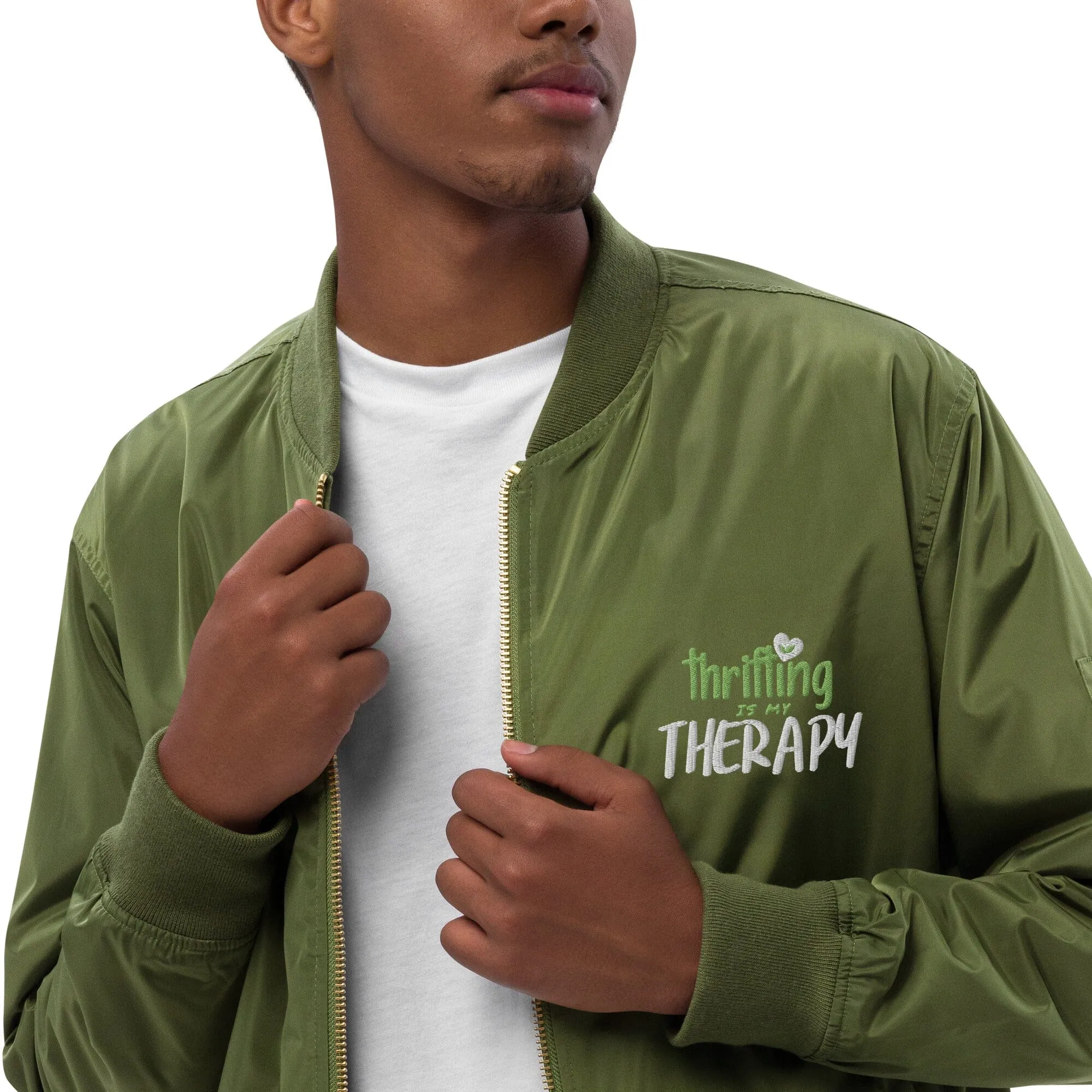 Thrifting is my Therapy Recycled bomber jacket