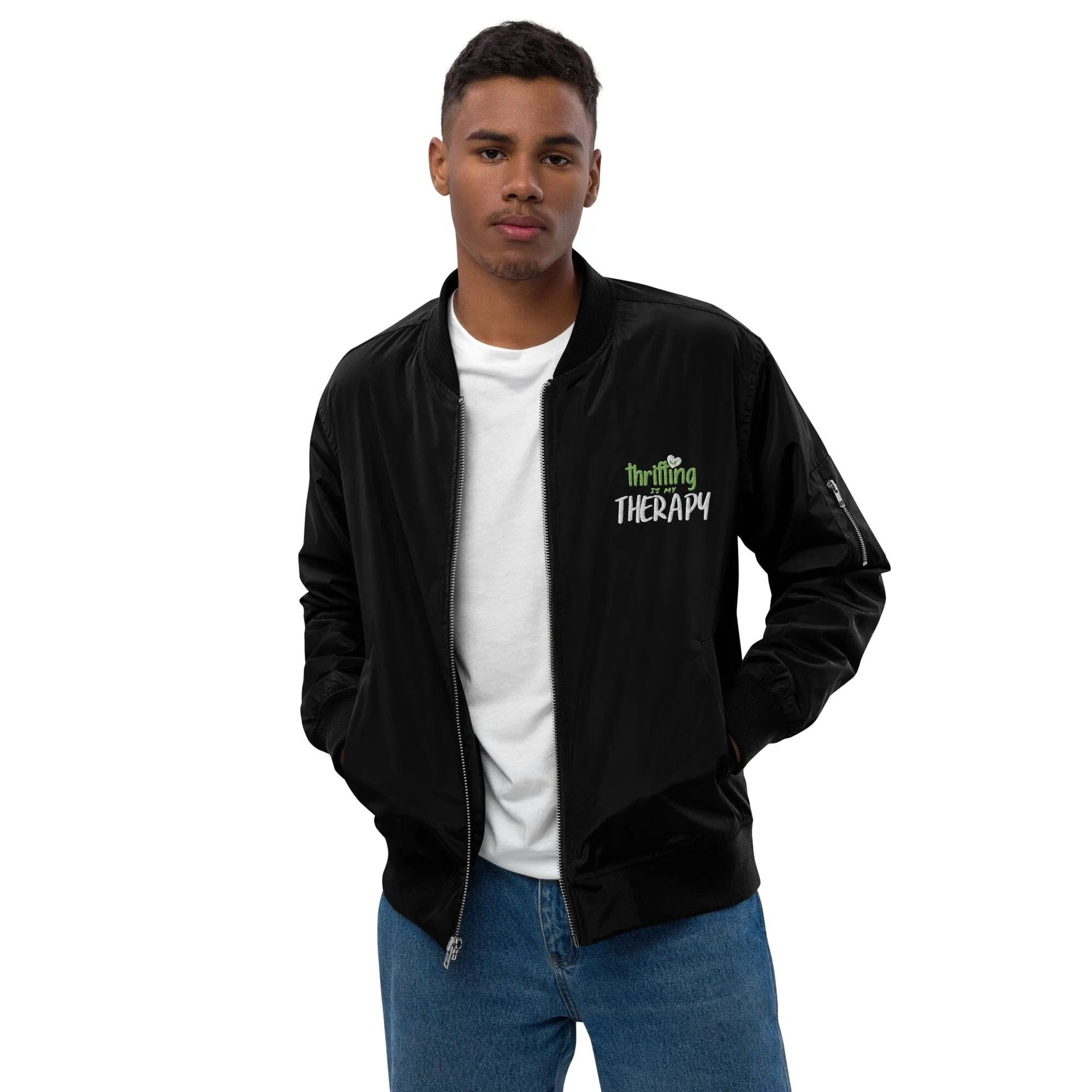 Thrifting is my Therapy Recycled bomber jacket
