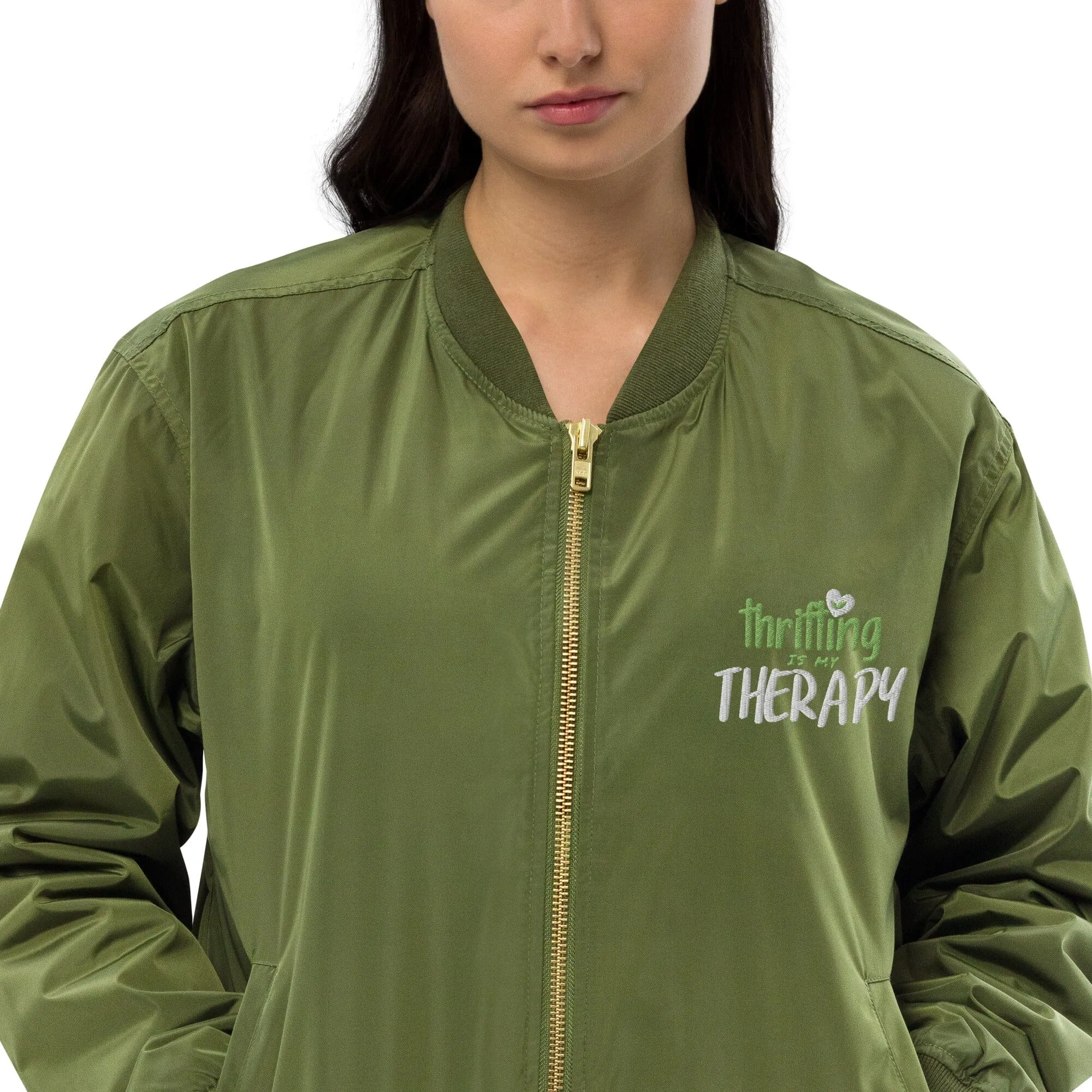 Thrifting is my Therapy Recycled bomber jacket