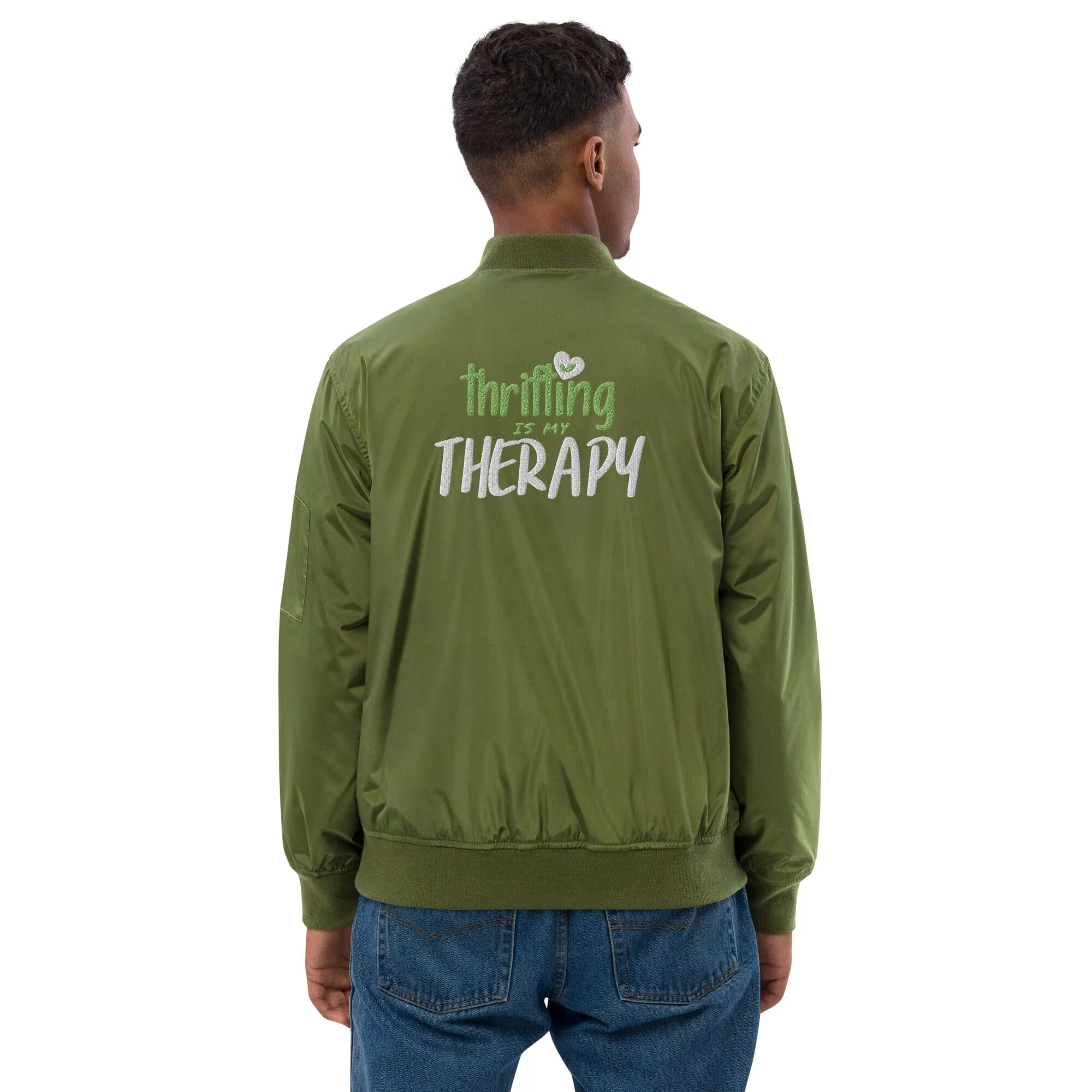 Thrifting is my Therapy Recycled bomber jacket