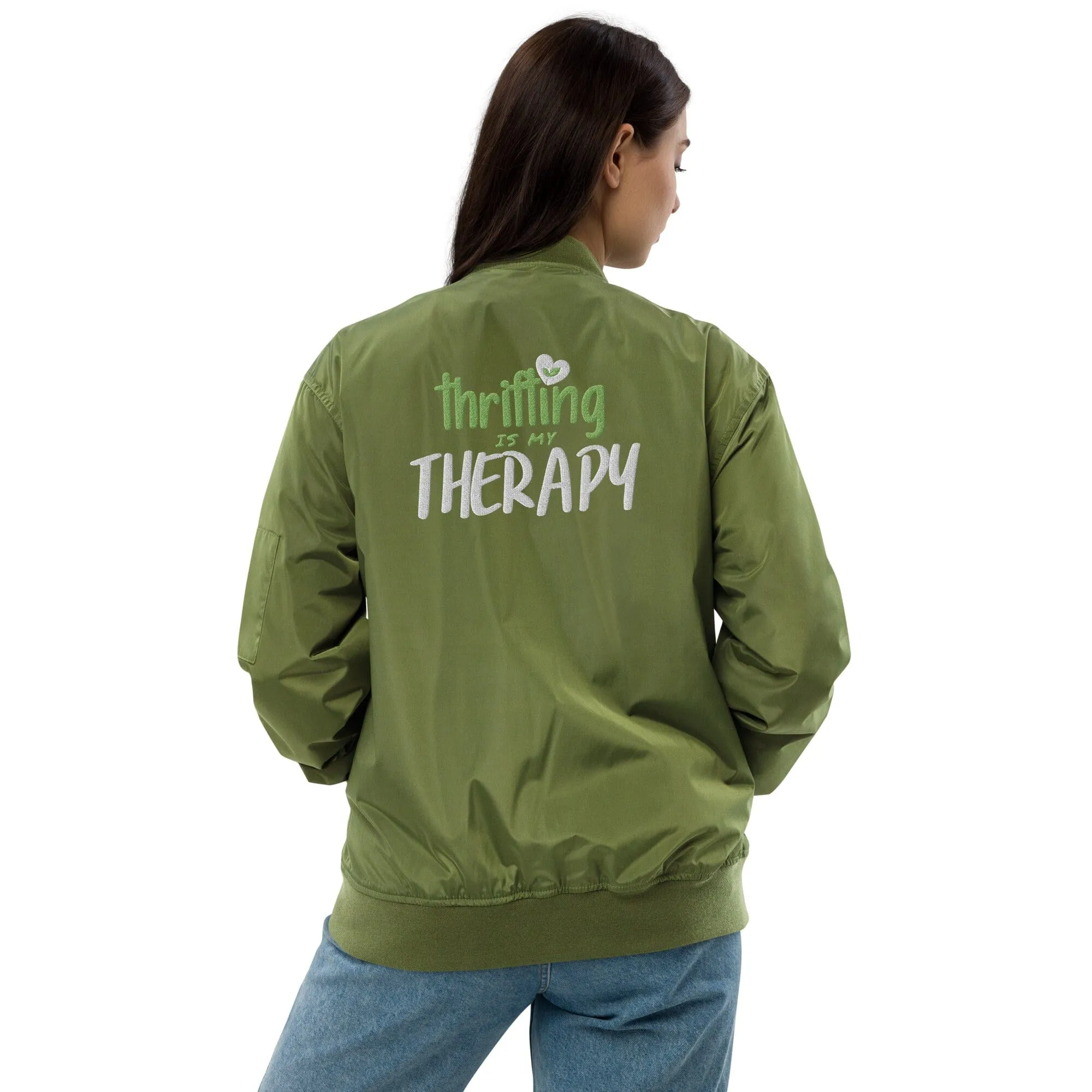 Thrifting is my Therapy Recycled bomber jacket