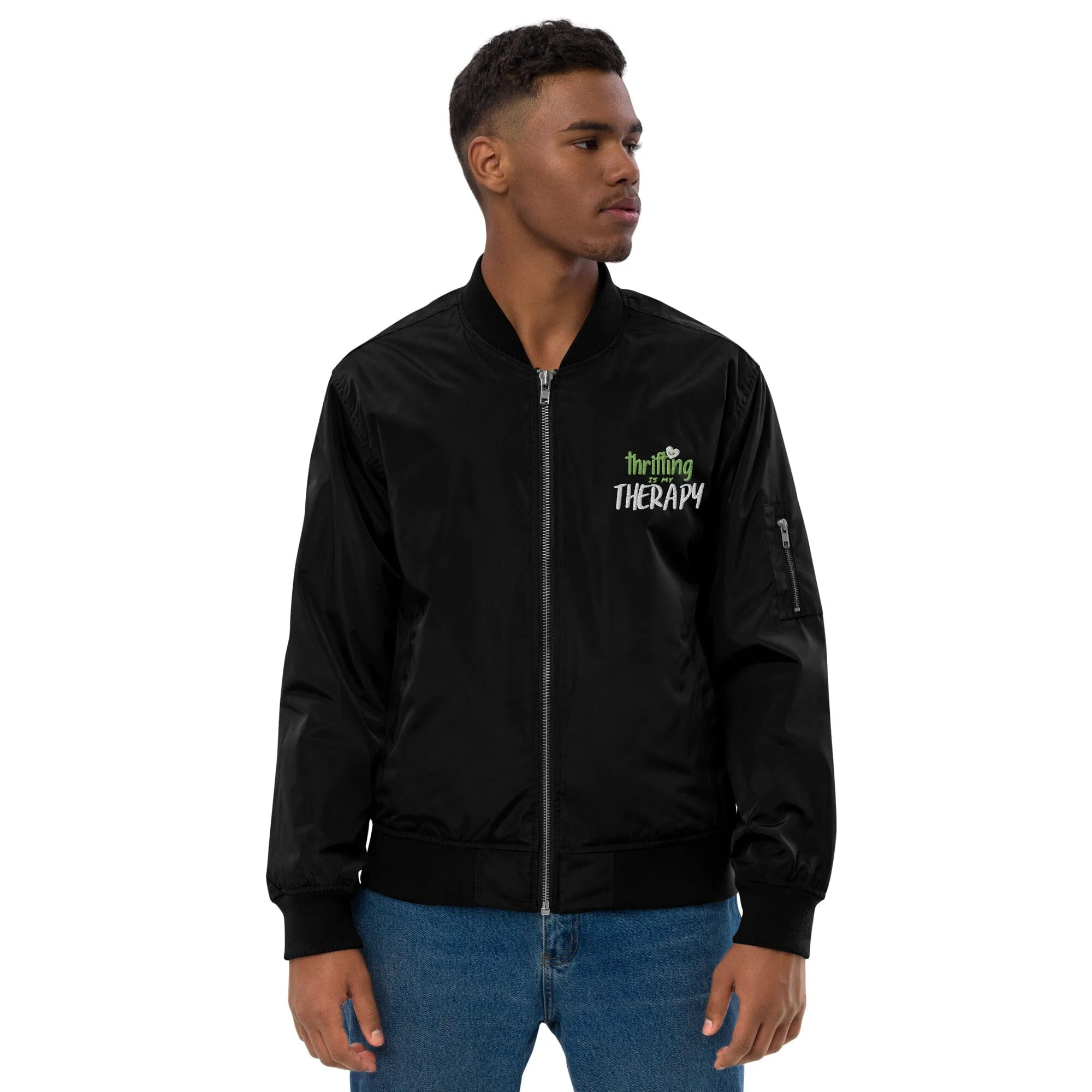Thrifting is my Therapy Recycled bomber jacket
