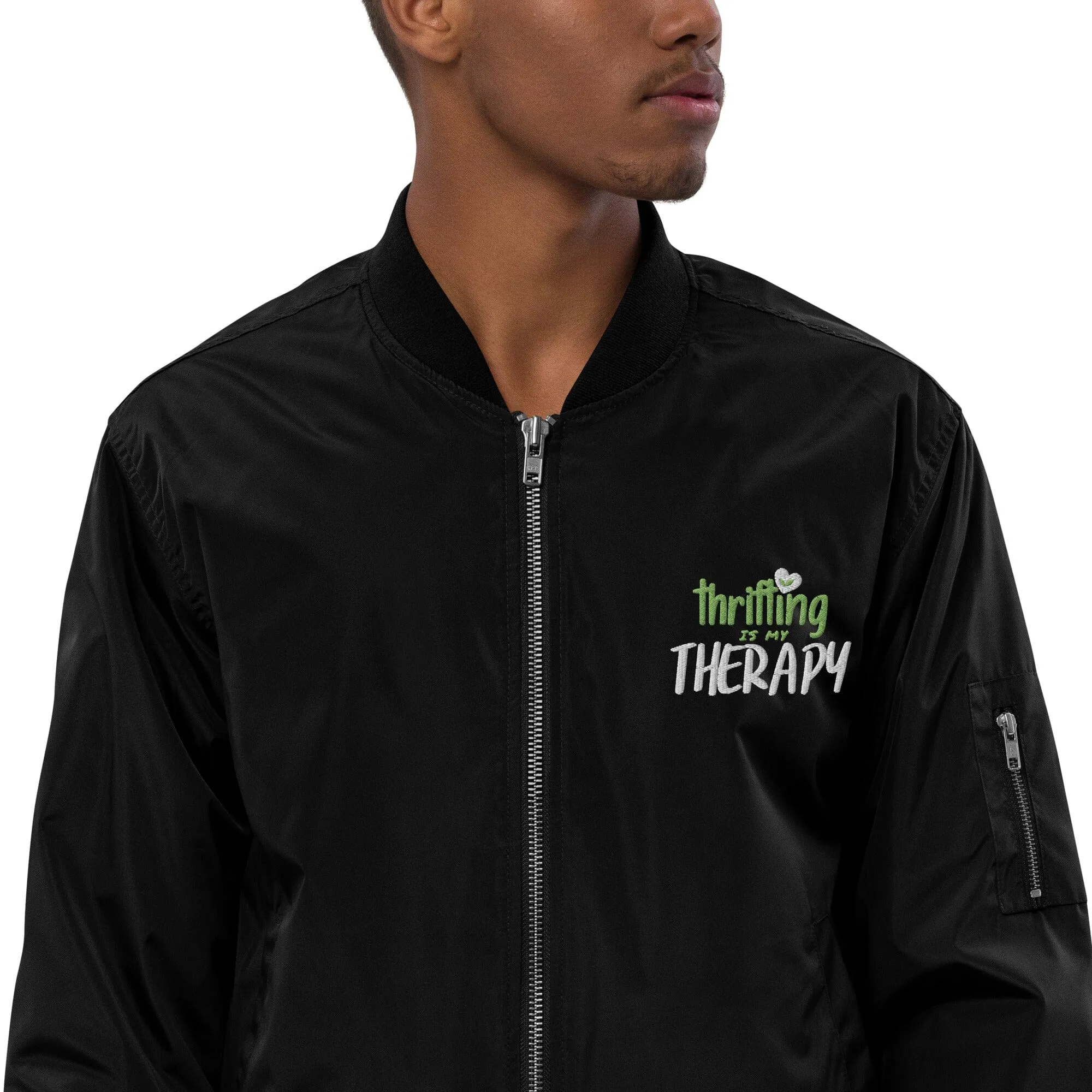 Thrifting is my Therapy Recycled bomber jacket