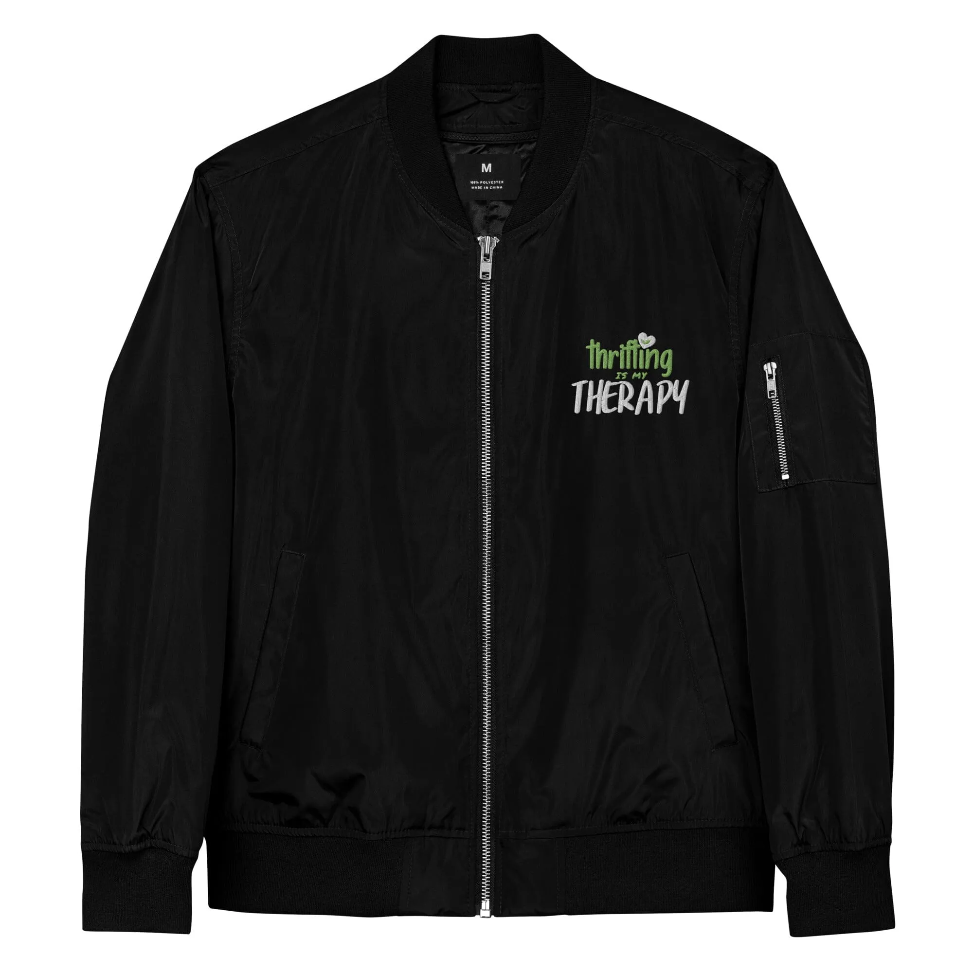 Thrifting is my Therapy Recycled bomber jacket