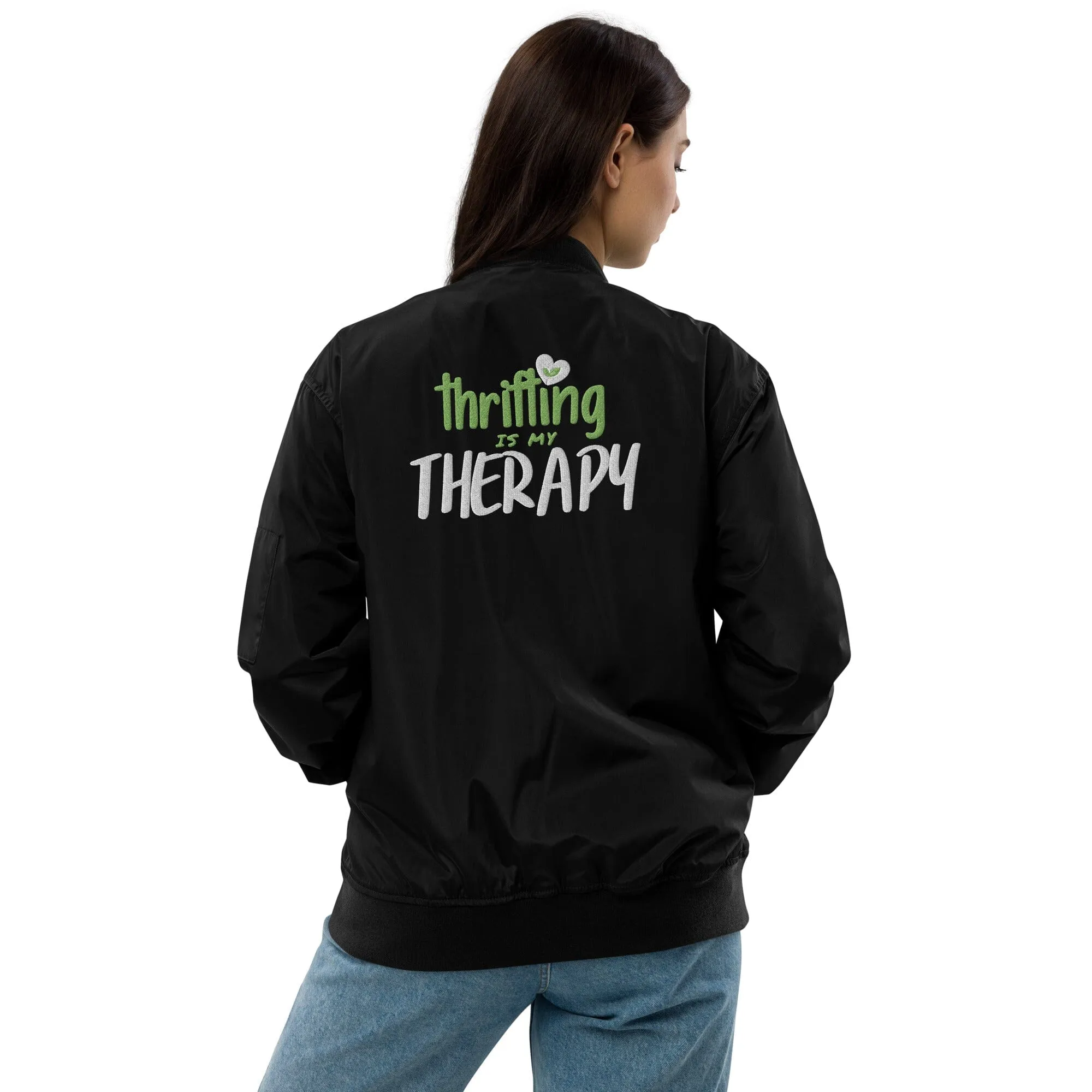 Thrifting is my Therapy Recycled bomber jacket