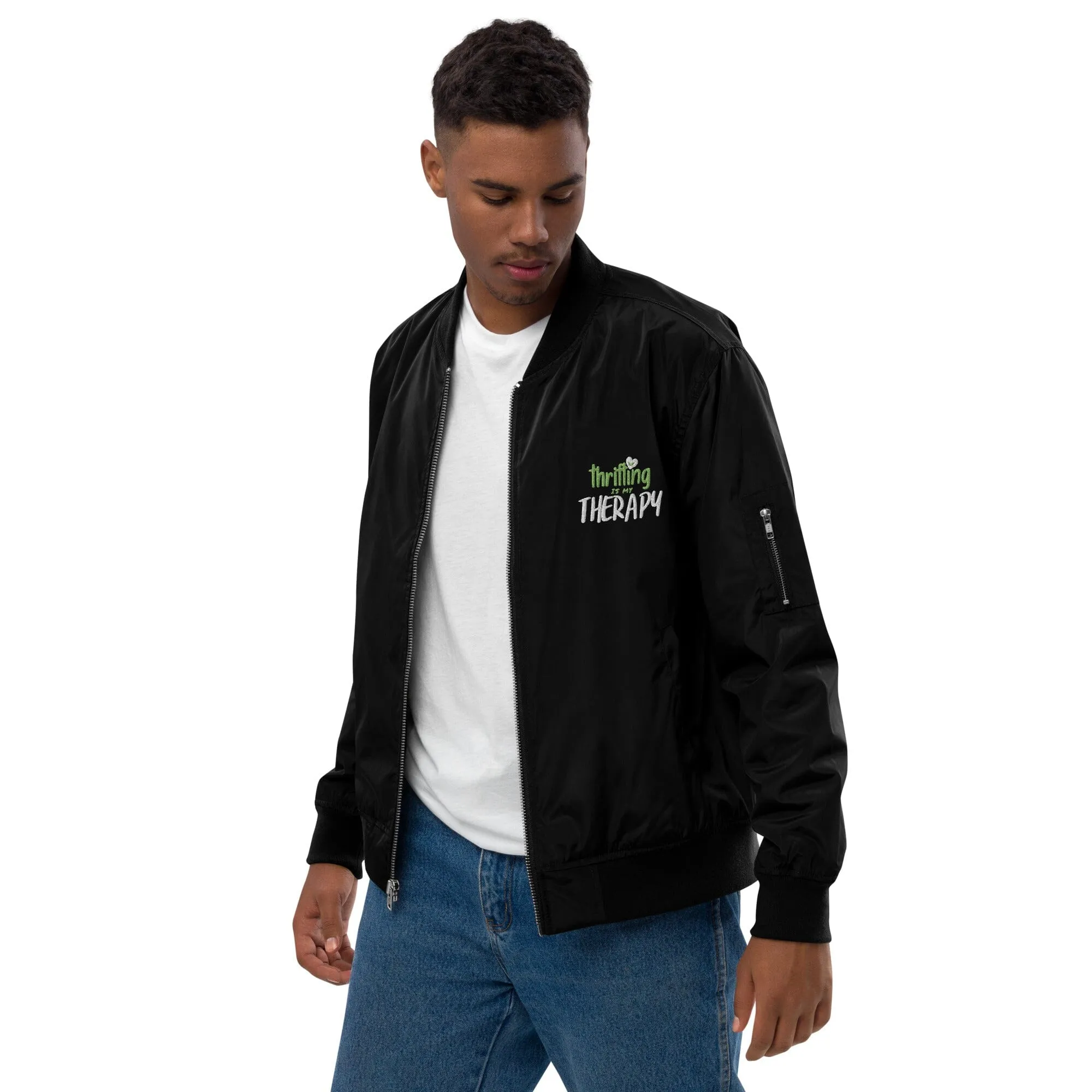 Thrifting is my Therapy Recycled bomber jacket