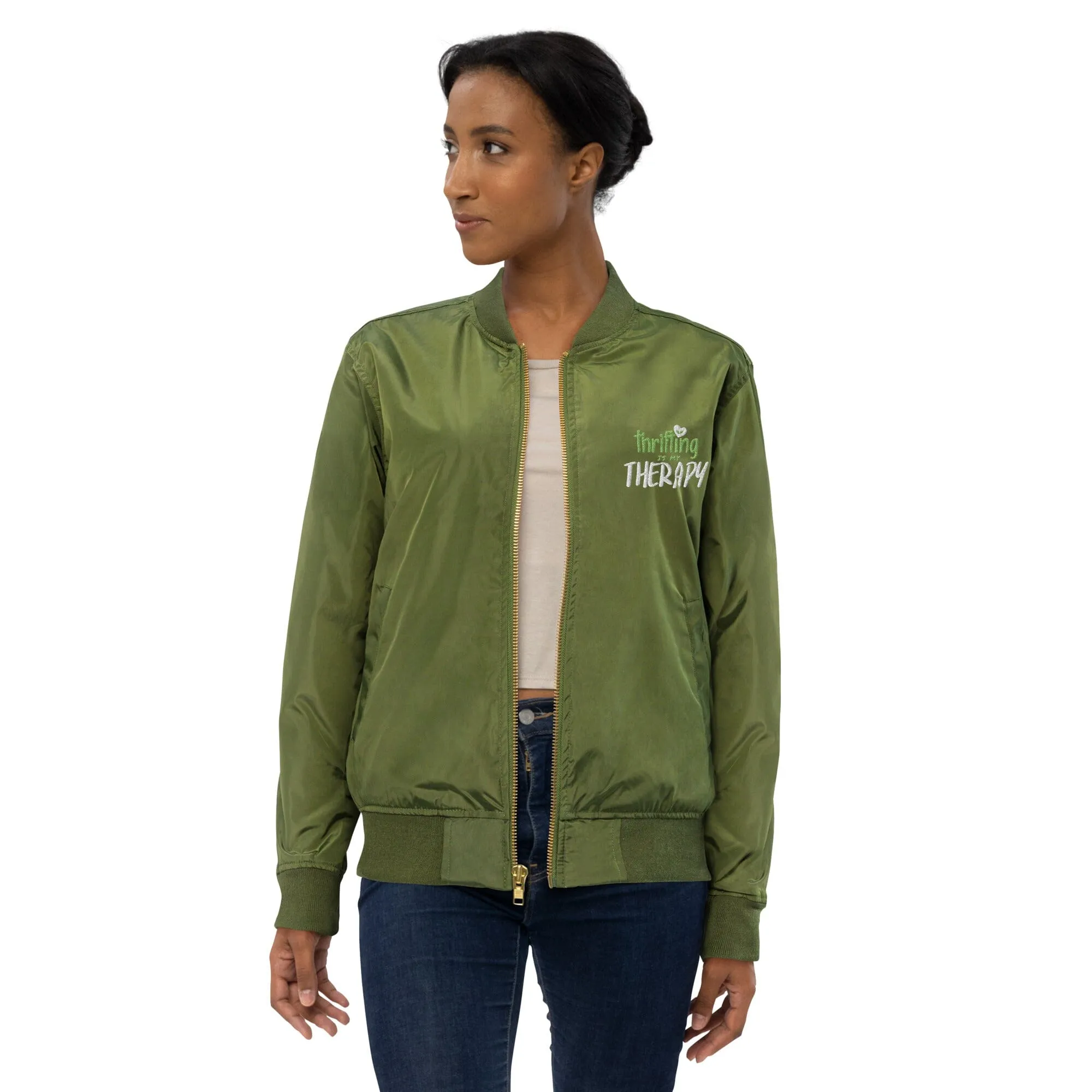 Thrifting is my Therapy Recycled bomber jacket