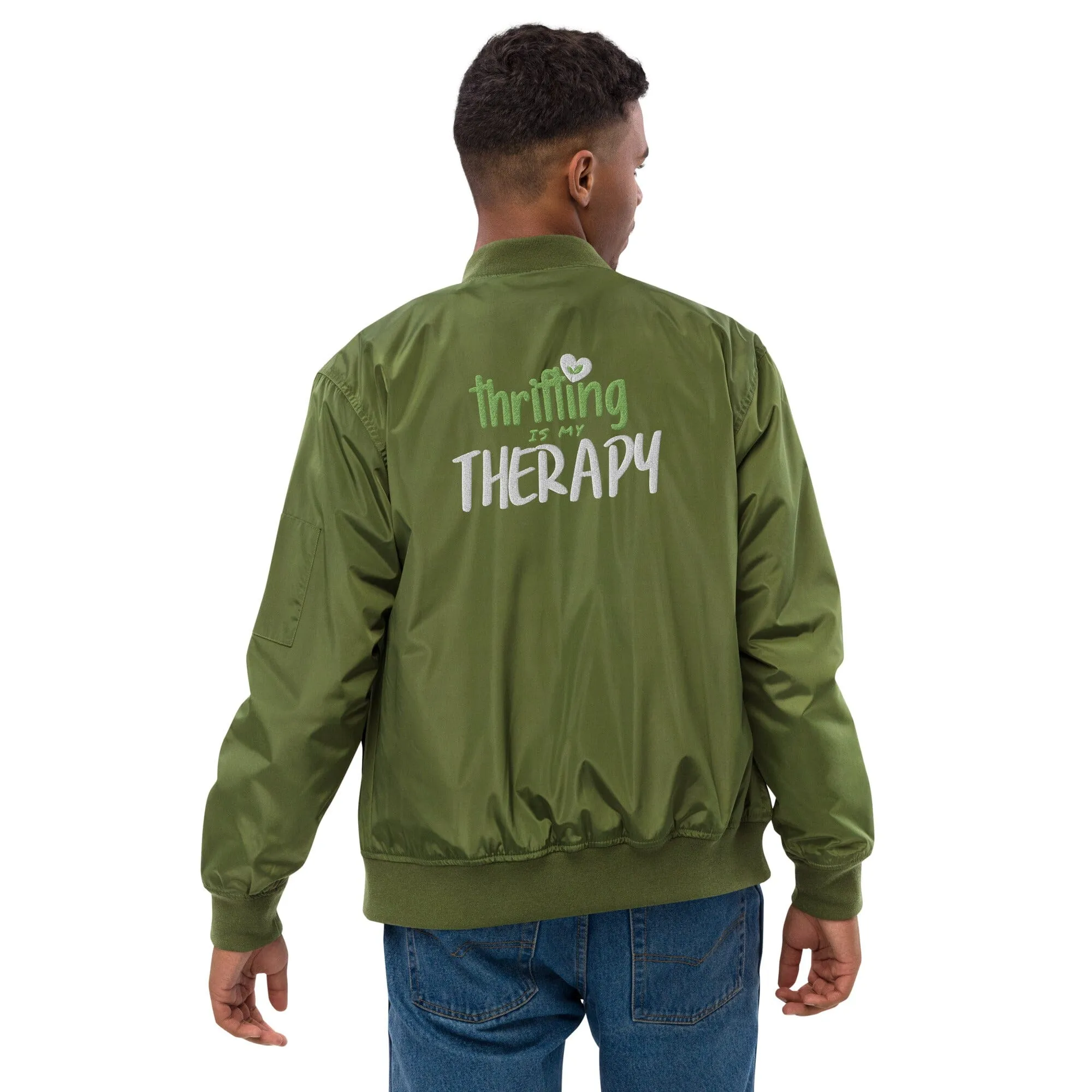 Thrifting is my Therapy Recycled bomber jacket