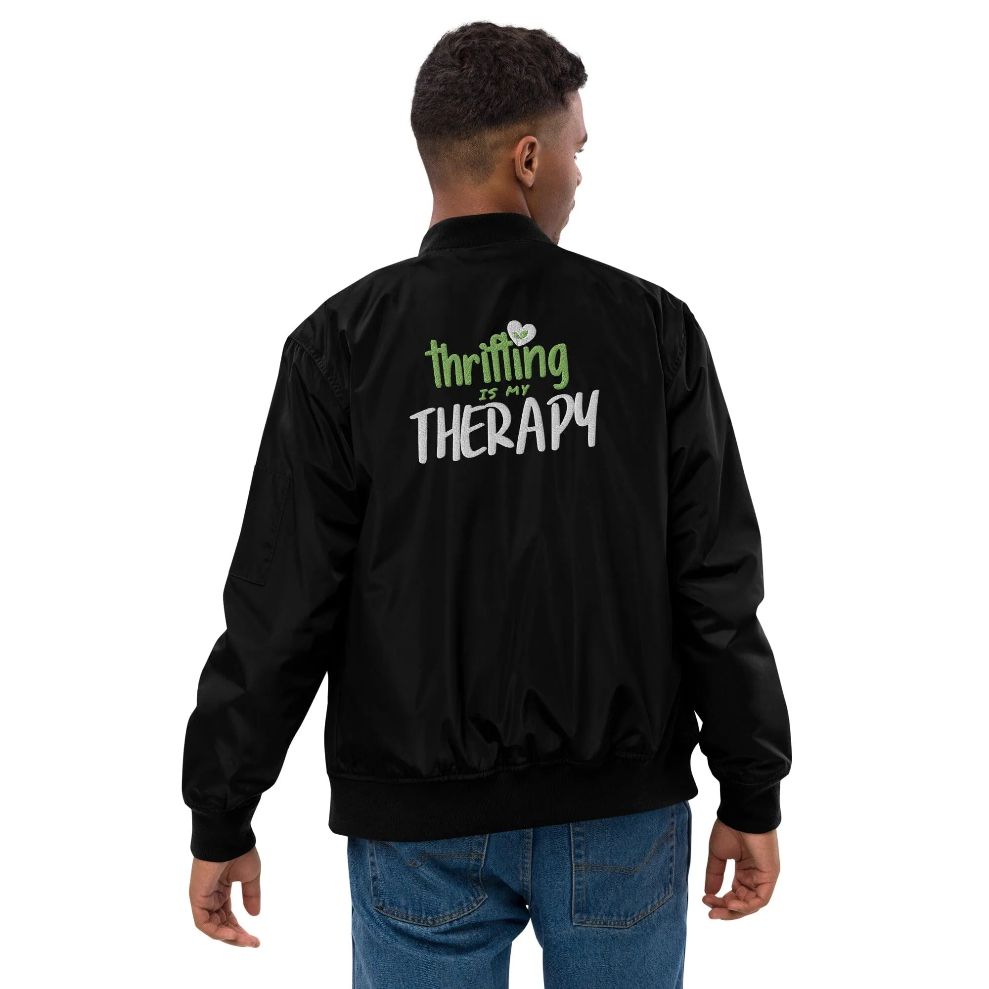 Thrifting is my Therapy Recycled bomber jacket