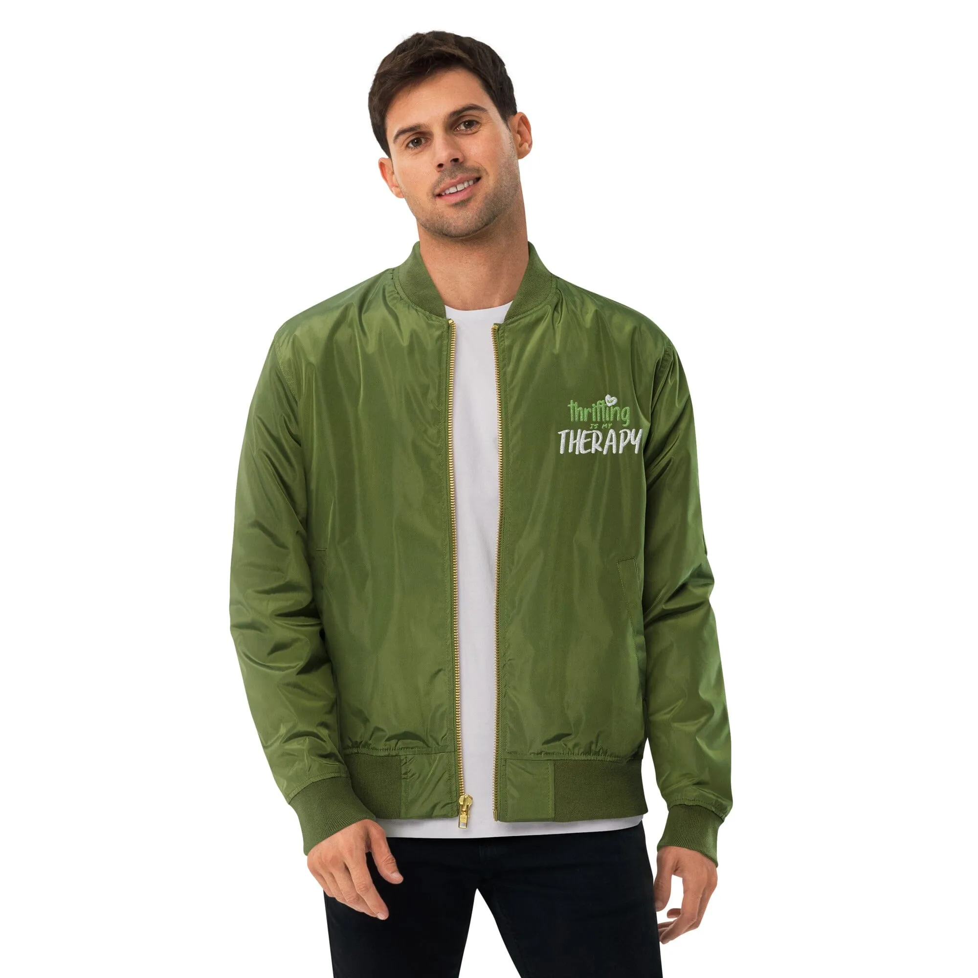 Thrifting is my Therapy Recycled bomber jacket