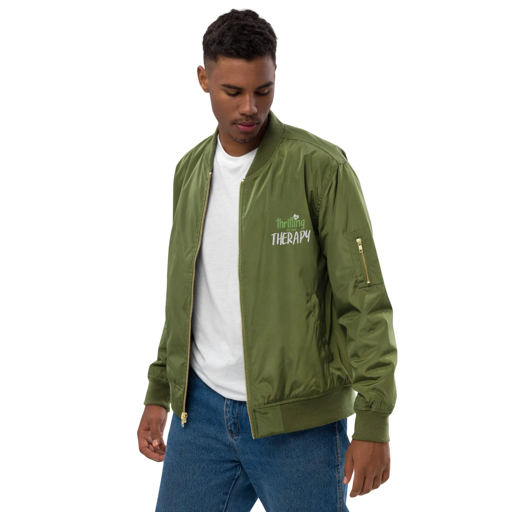 Thrifting is my Therapy Recycled bomber jacket