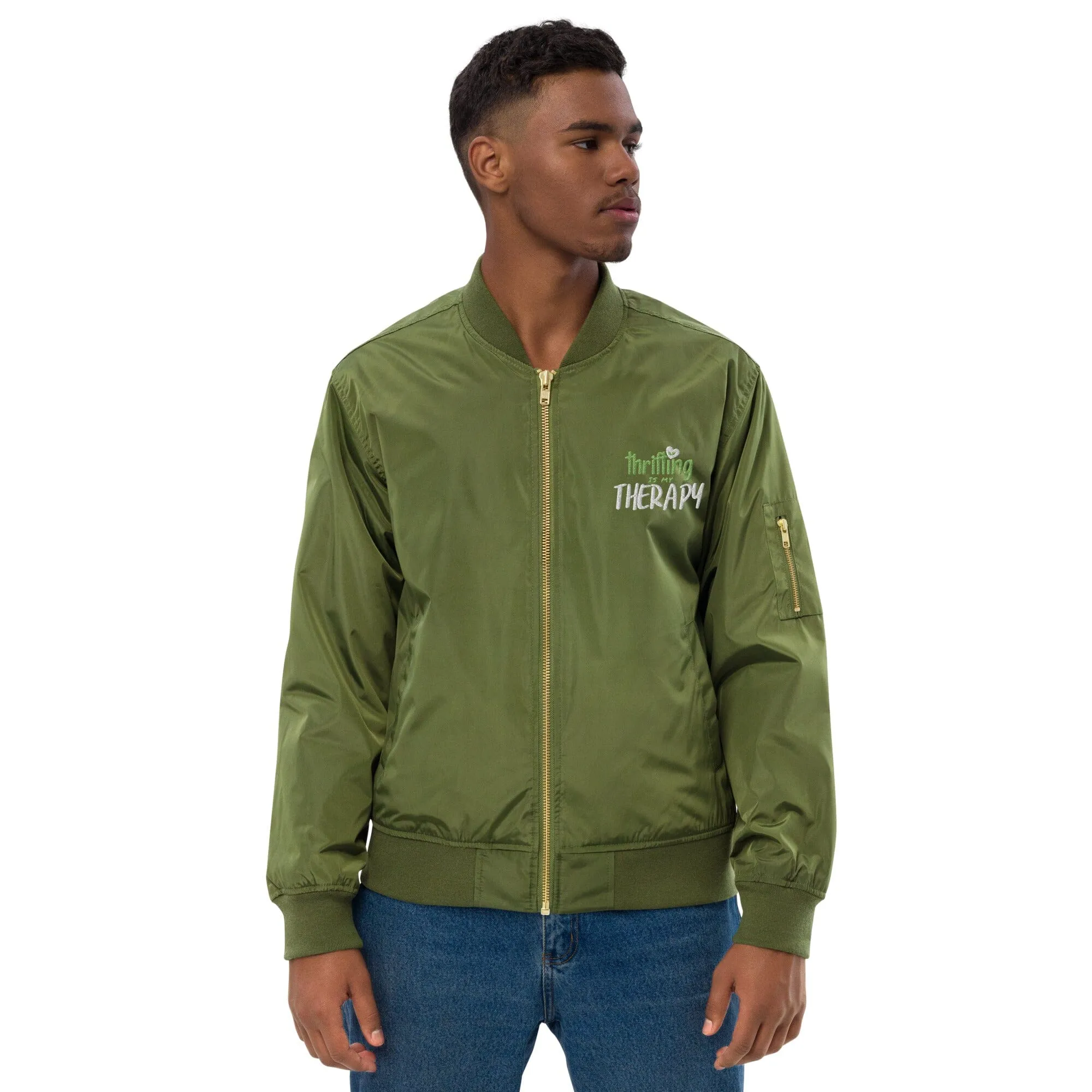 Thrifting is my Therapy Recycled bomber jacket