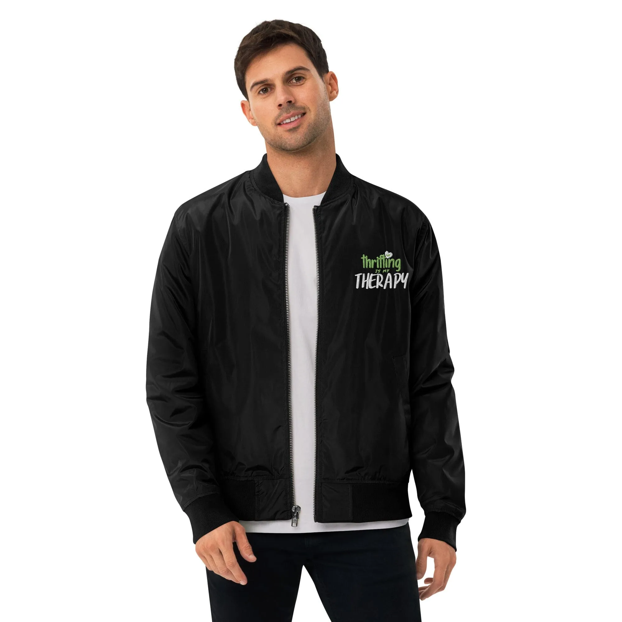 Thrifting is my Therapy Recycled bomber jacket