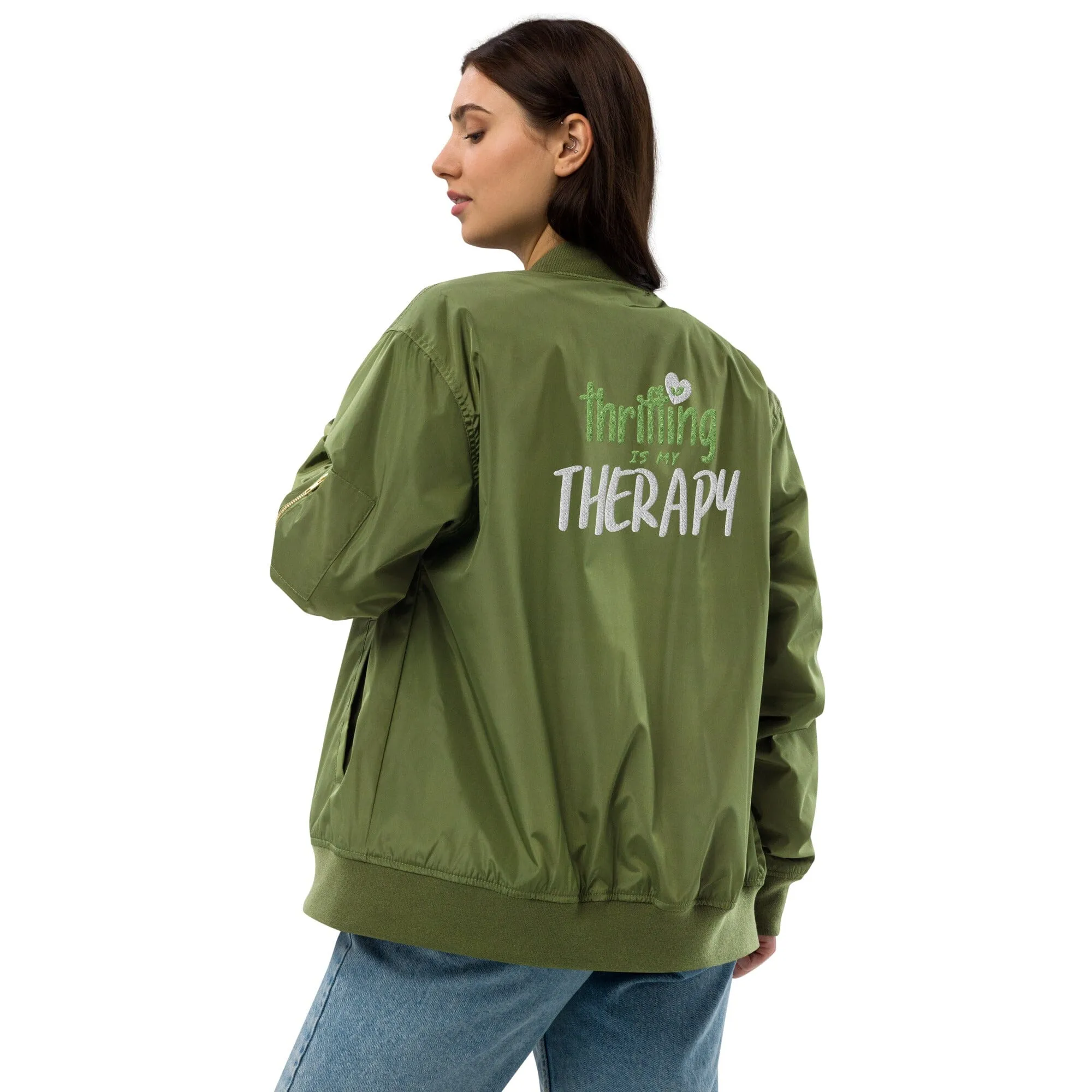 Thrifting is my Therapy Recycled bomber jacket