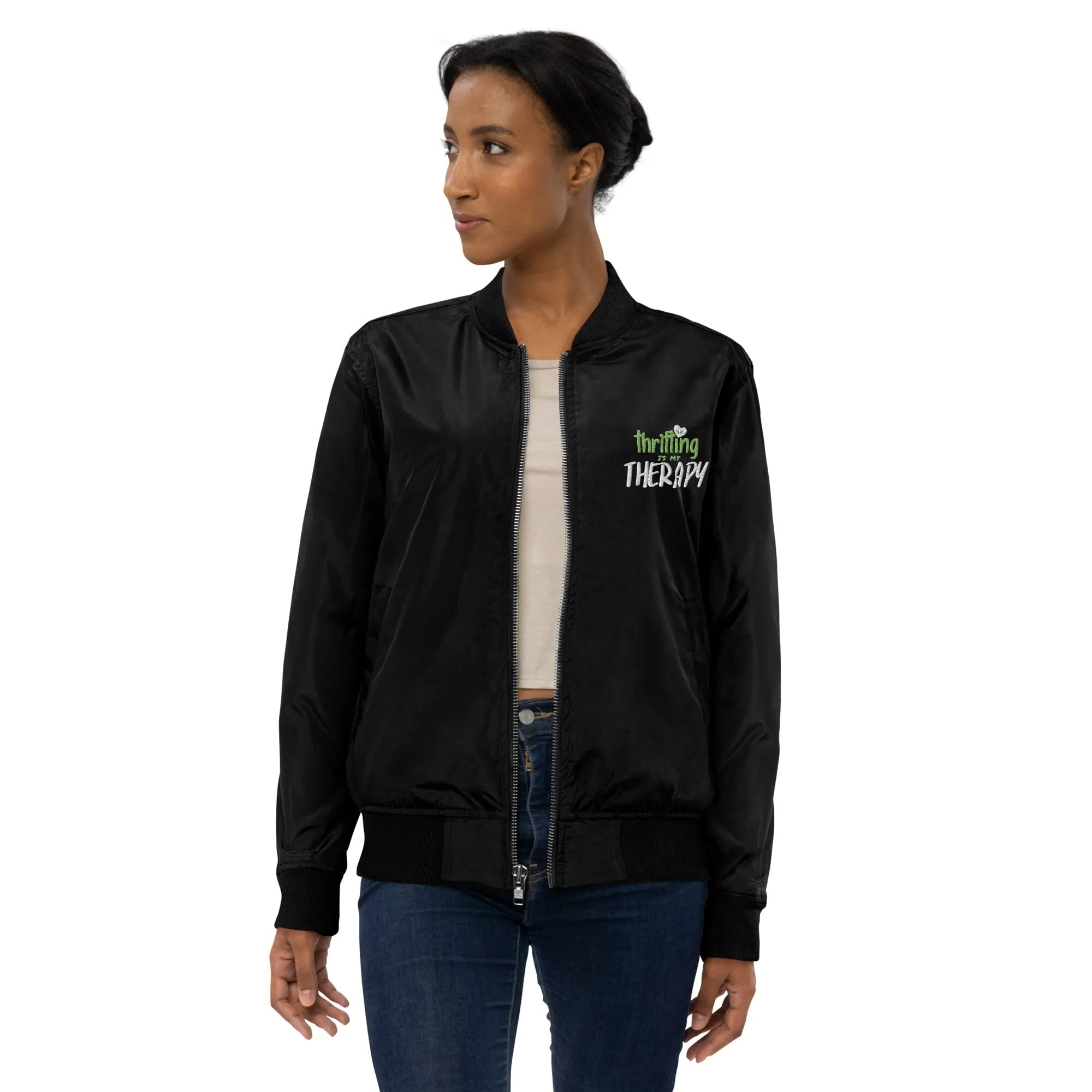 Thrifting is my Therapy Recycled bomber jacket