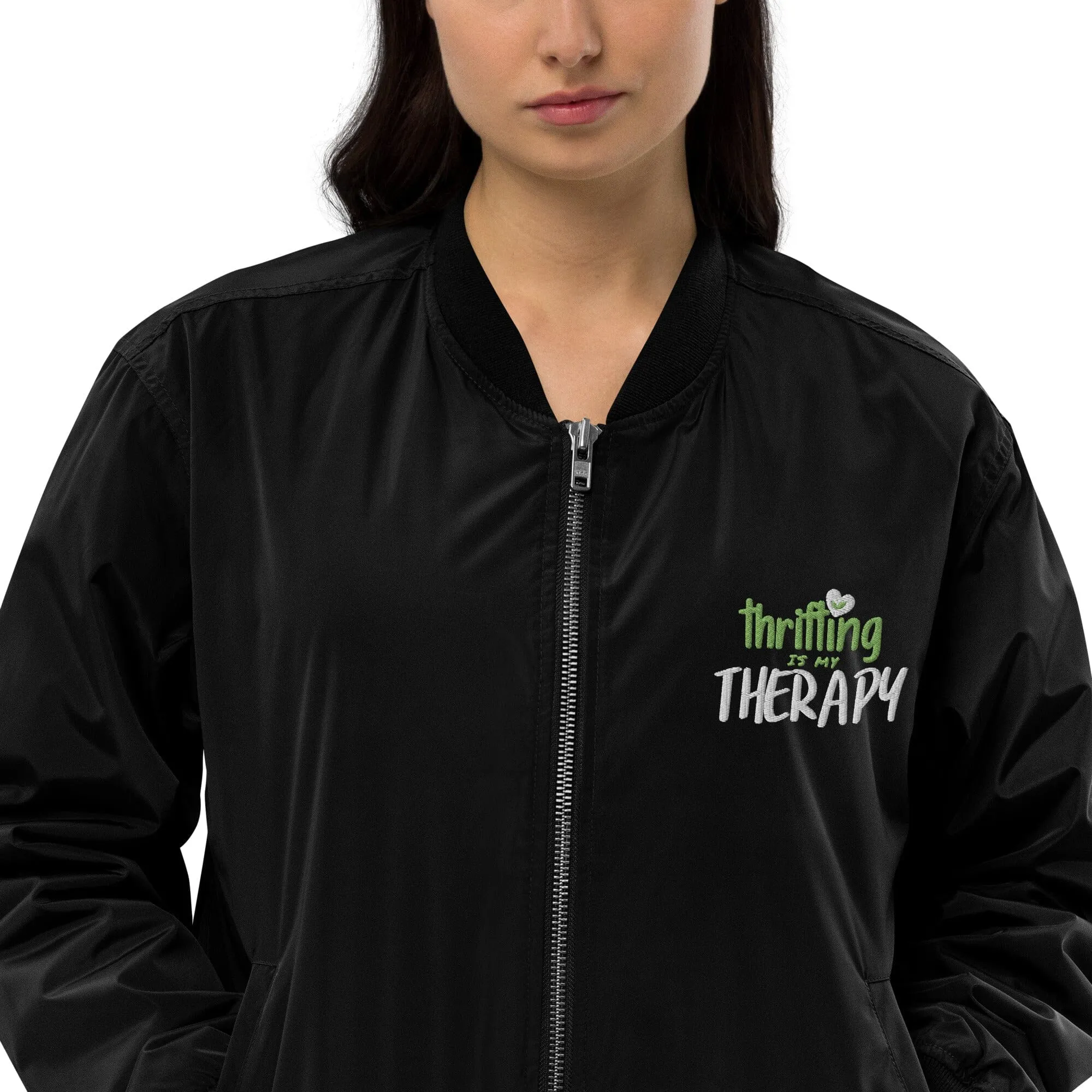 Thrifting is my Therapy Recycled bomber jacket